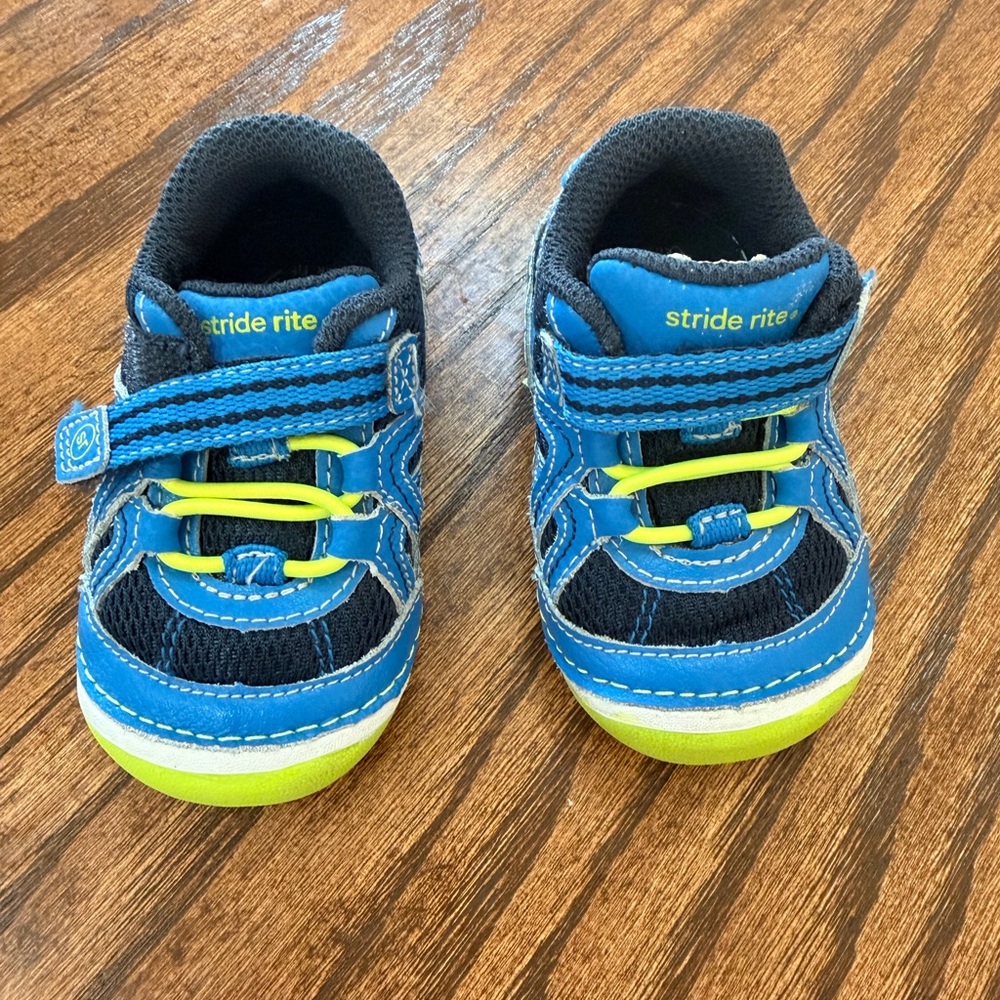 Stride Rite Blue and Neon Green Toddler Sneakers